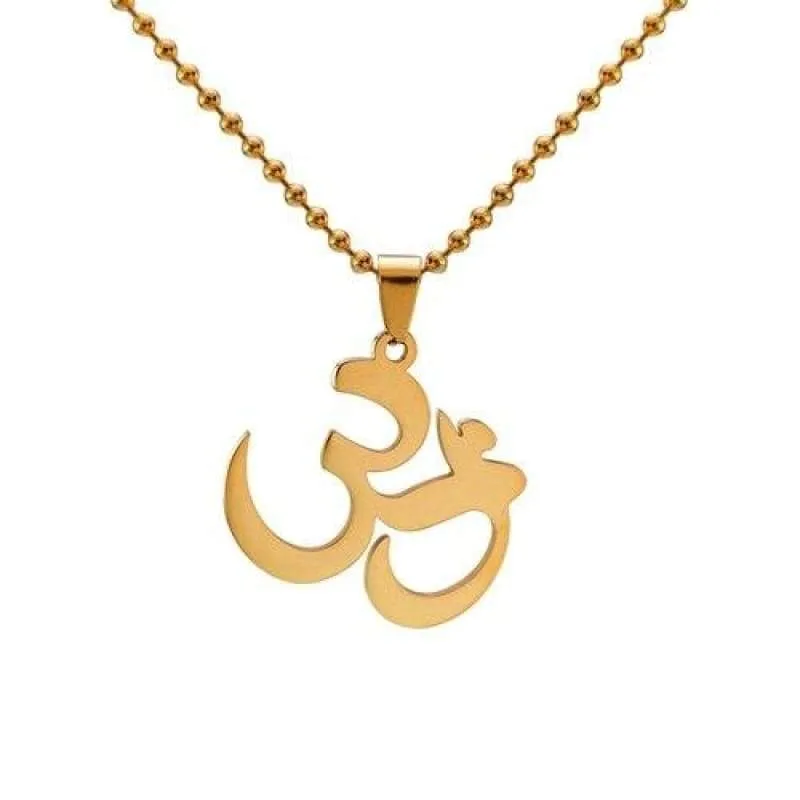 Yoga Aum OM Hinduism Pendant Necklace Gold Silver Tone Men Women Stainless Steel Jewelry Chain 60cm